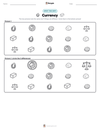 Currency printable worksheet preview
