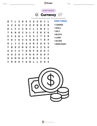 Currency printable worksheet preview