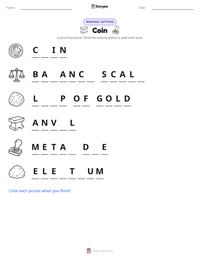Coin printable worksheet preview