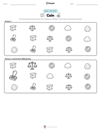 Coin printable worksheet preview