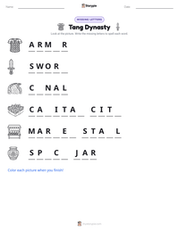Tang Dynasty printable worksheet preview