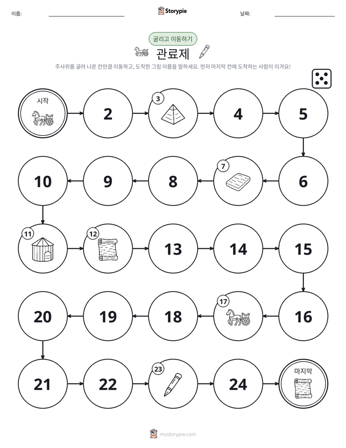 주사위 굴리고 이동하기 게임