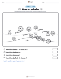 Aperçu de la feuille de travail imprimable Ours en peluche