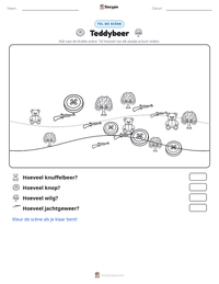 Teddybeer afdrukbare werkblad voorbeeld