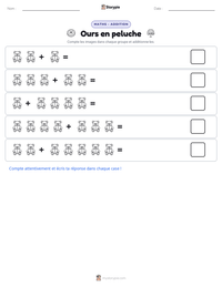 Aperçu de la feuille de travail imprimable Ours en peluche