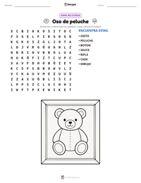 Vista previa de la hoja de trabajo imprimible de Oso de peluche