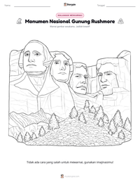 Prabaca lembar kerja cetak Monumen Nasional Gunung Rushmore