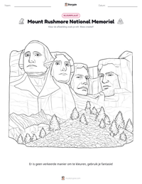 Mount Rushmore National Memorial afdrukbare werkblad voorbeeld