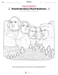 Podgląd drukowalnego arkusza ćwiczeń Pomnik Narodowy Mount Rushmore