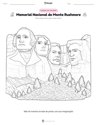 Prévia da folha de atividades imprimível Memorial Nacional do Monte Rushmore