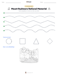 Mount Rushmore National Memorial afdrukbare werkblad voorbeeld