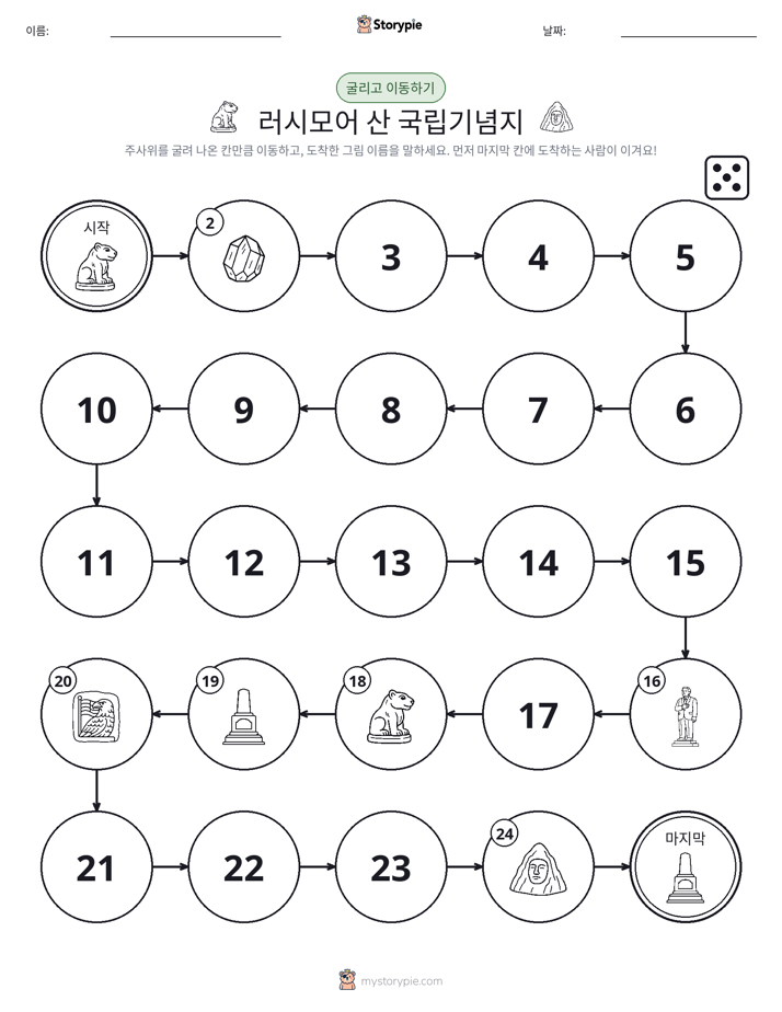 주사위 굴리고 이동하기 게임