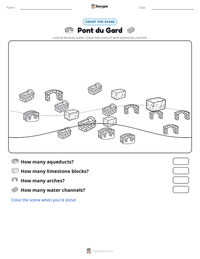 Pont du Gard printable worksheet preview