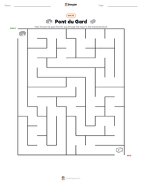 Pont du Gard printable worksheet preview