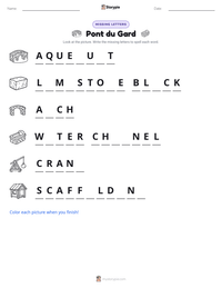 Pont du Gard printable worksheet preview