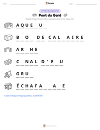 Aperçu de la feuille de travail imprimable Pont du Gard