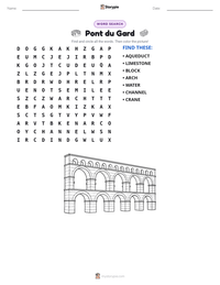 Pont du Gard printable worksheet preview