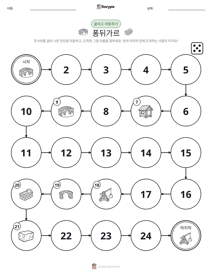 주사위 굴리고 이동하기 게임
