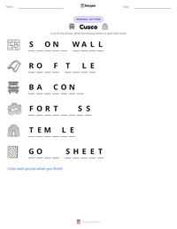 Cusco printable worksheet preview
