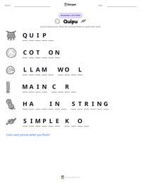 Quipu printable worksheet preview