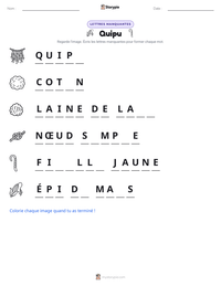 Aperçu de la feuille de travail imprimable Quipu