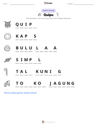 Prabaca lembar kerja cetak Quipu