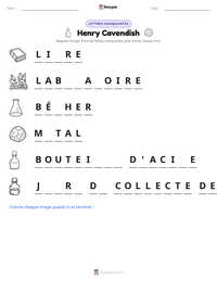 Aperçu de la feuille de travail imprimable Henry Cavendish