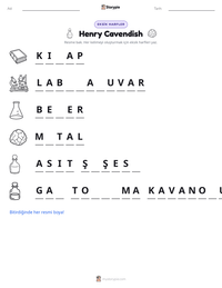 Henry Cavendish yazdırılabilir çalışma sayfası önizlemesi