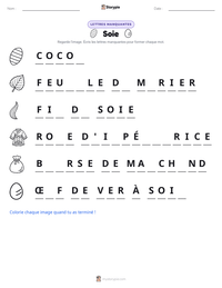 Aperçu de la feuille de travail imprimable Soie