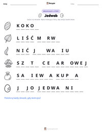 Podgląd drukowalnego arkusza ćwiczeń Jedwab