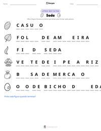 Prévia da folha de atividades imprimível Seda
