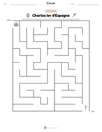Aperçu de la feuille de travail imprimable Charles Ier d'Espagne