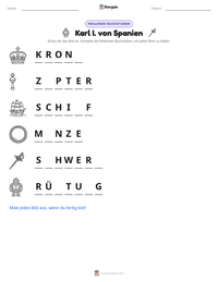 Karl I. von Spanien druckbare Arbeitsblatt Vorschau