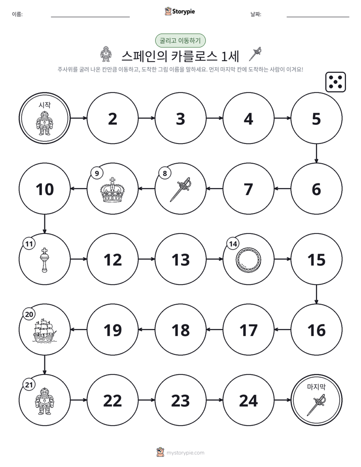 주사위 굴리고 이동하기 게임