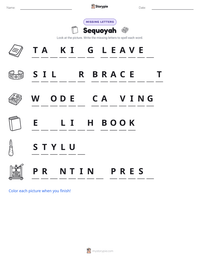 Sequoyah printable worksheet preview