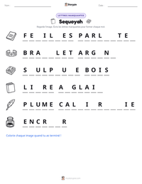 Aperçu de la feuille de travail imprimable Sequoyah