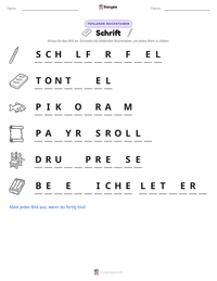Schrift druckbare Arbeitsblatt Vorschau