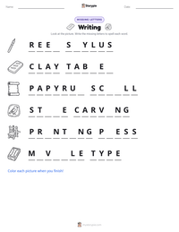 Writing printable worksheet preview