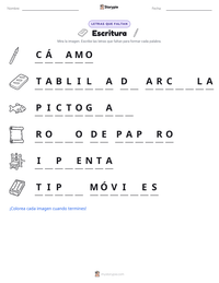 Vista previa de la hoja de trabajo imprimible de Escritura