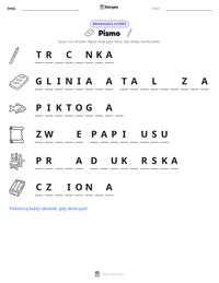 Podgląd drukowalnego arkusza ćwiczeń Pismo