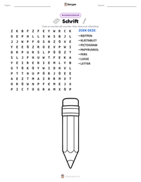 Schrift afdrukbare werkblad voorbeeld