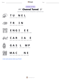 Channel Tunnel printable worksheet preview
