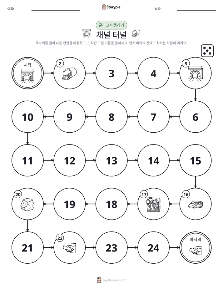주사위 굴리고 이동하기 게임
