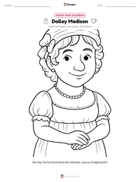Vista previa de la hoja de trabajo imprimible de Dolley Madison
