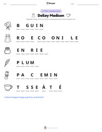 Aperçu de la feuille de travail imprimable Dolley Madison