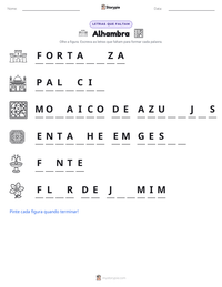 Prévia da folha de atividades imprimível Alhambra