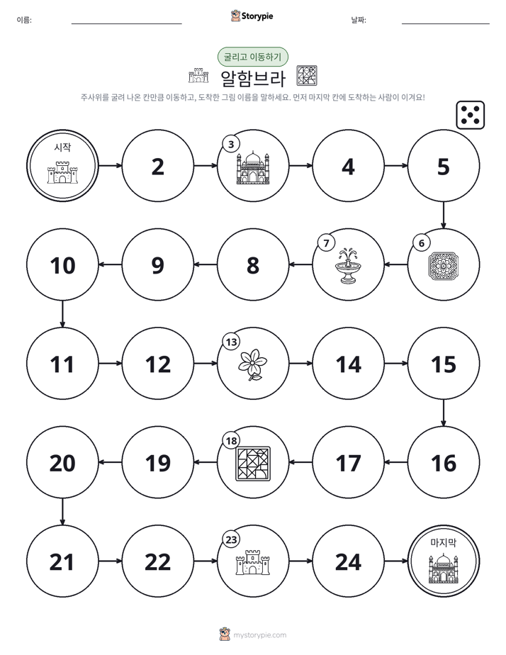 주사위 굴리고 이동하기 게임