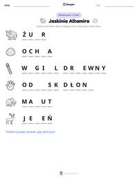 Podgląd drukowalnego arkusza ćwiczeń Jaskinia Altamira