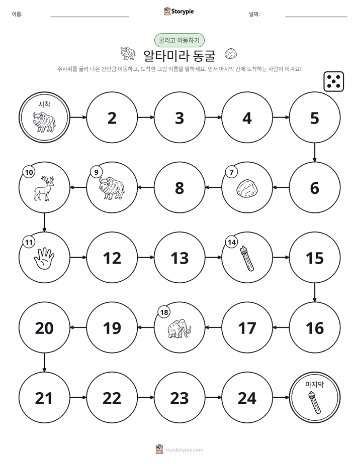 주사위 굴리고 이동하기 게임