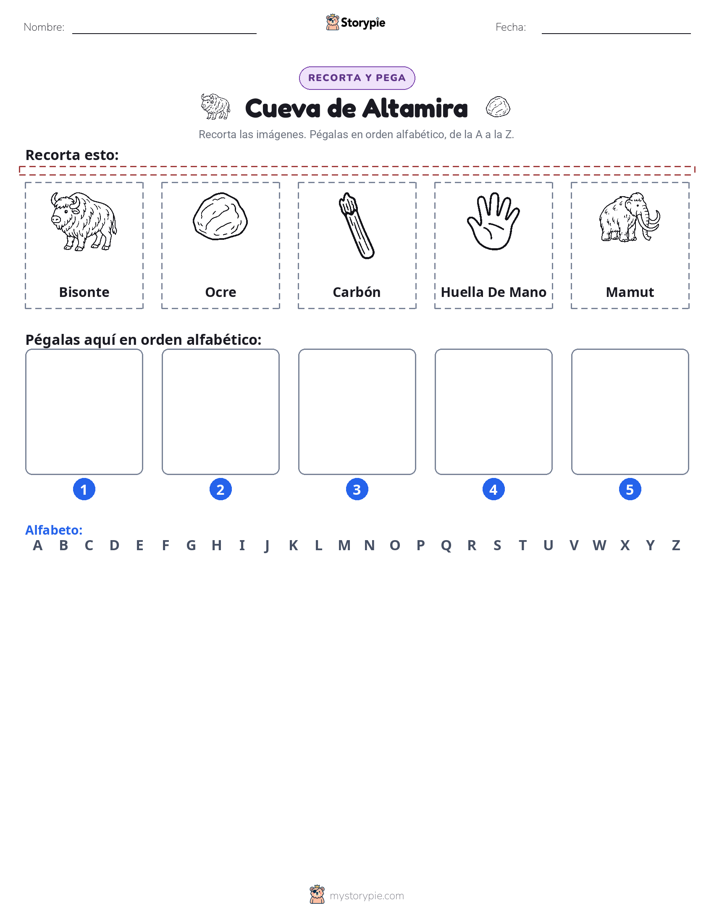 Cortar y Pegar el Alfabeto
